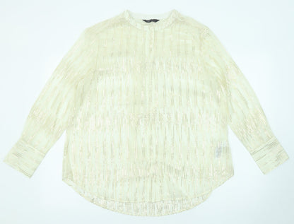 Womens UK Size 10 Marks and Spencer Beige Basic Button-Up
