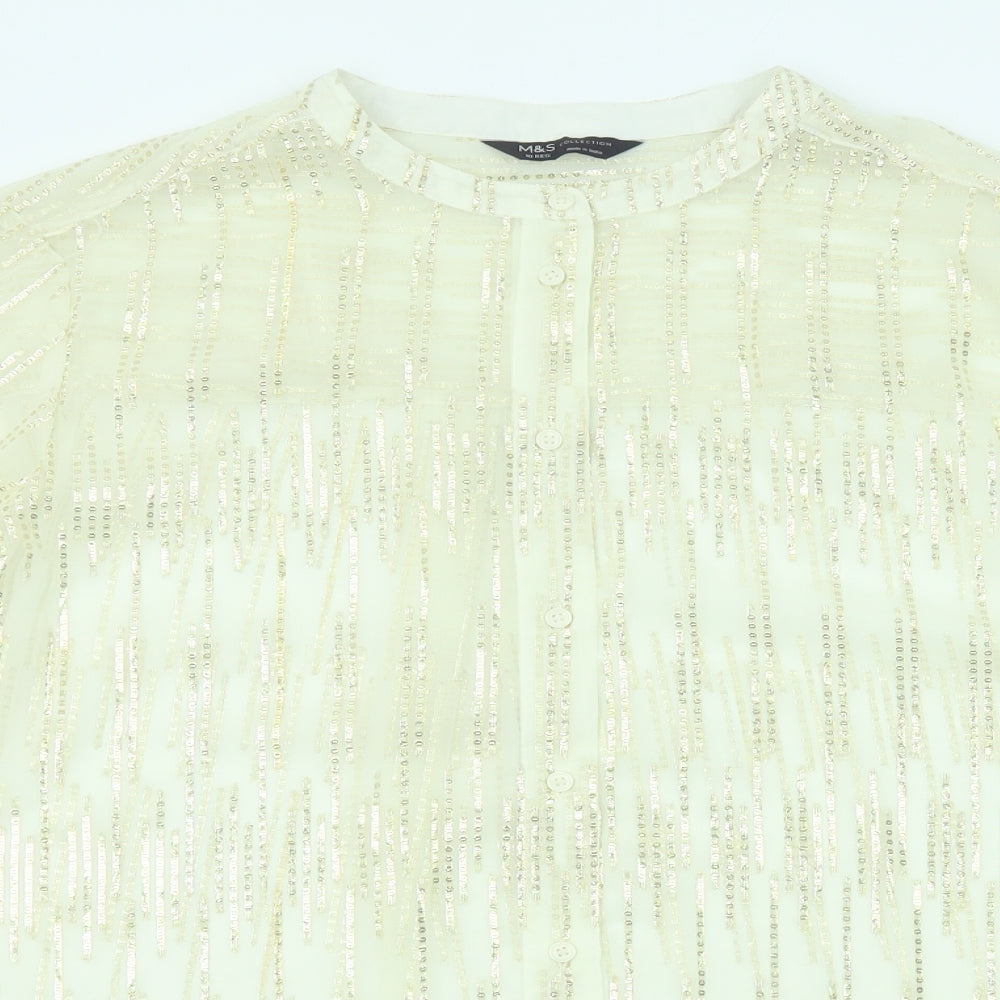 Womens UK Size 10 Marks and Spencer Beige Basic Button-Up