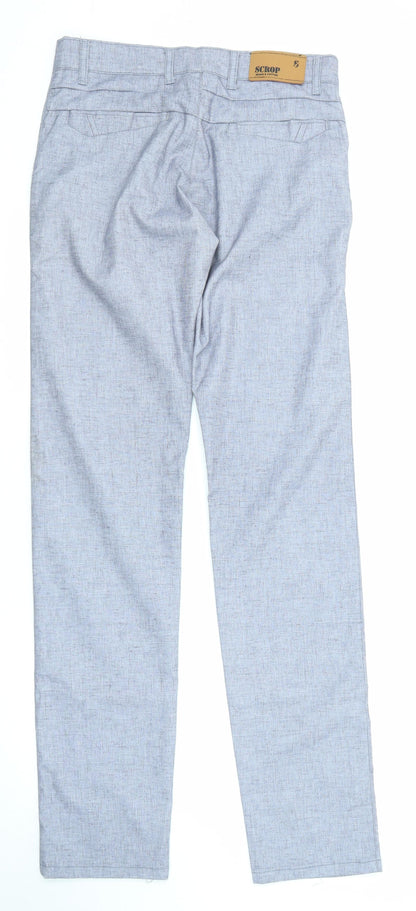 Scrop Mens Grey Polyester Trousers Size 28 in L35 in Regular Zip