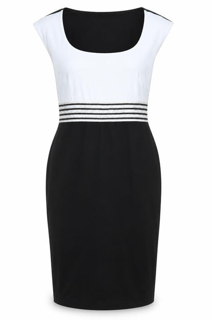 Michaela Louisa Womens Black Colourblock Polyester Pencil Dress Size 14 Scoop Neck Pullover