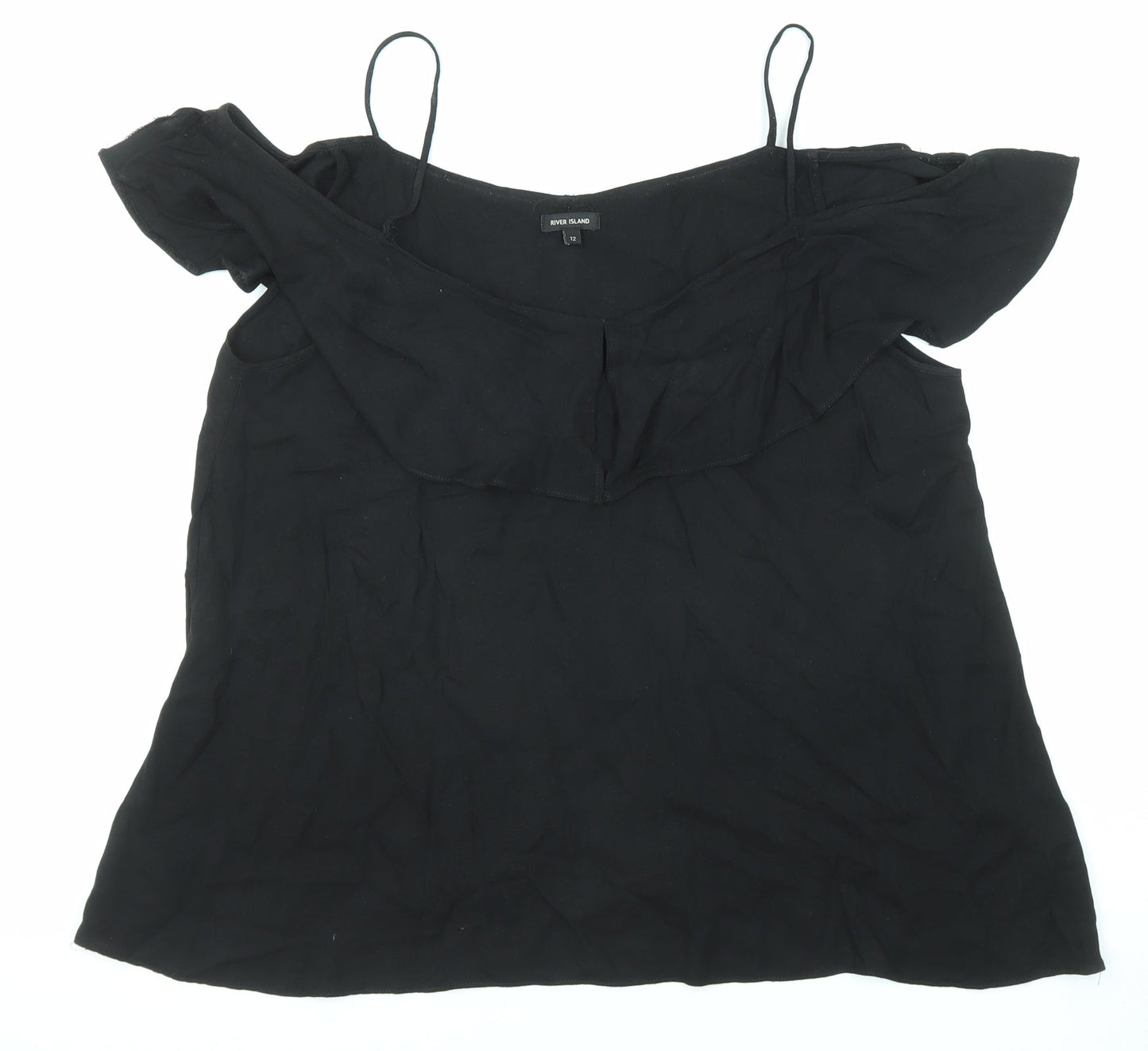 Womens UK Size 12 River Island Black Basic Blouse