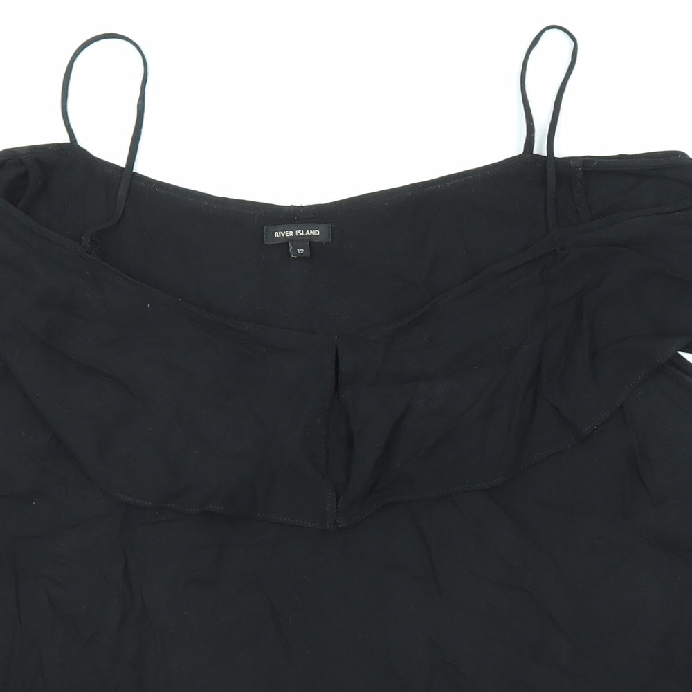 Womens UK Size 12 River Island Black Basic Blouse