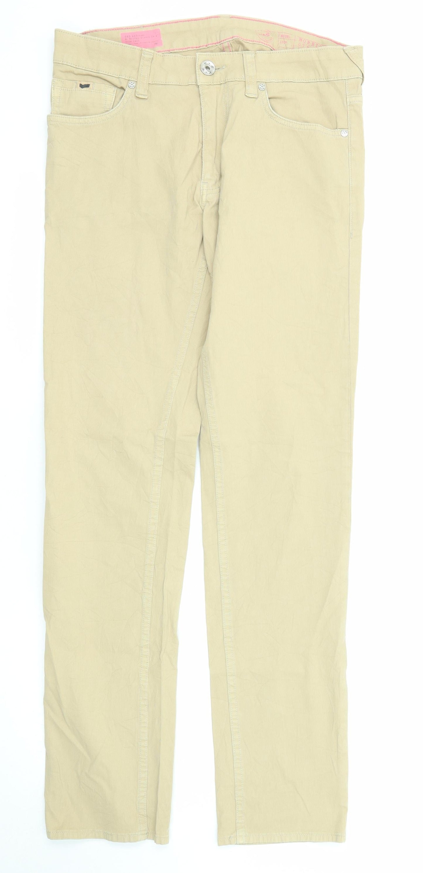 GAS Womens Beige Cotton Trousers Size 31 in L34 in Regular Zip