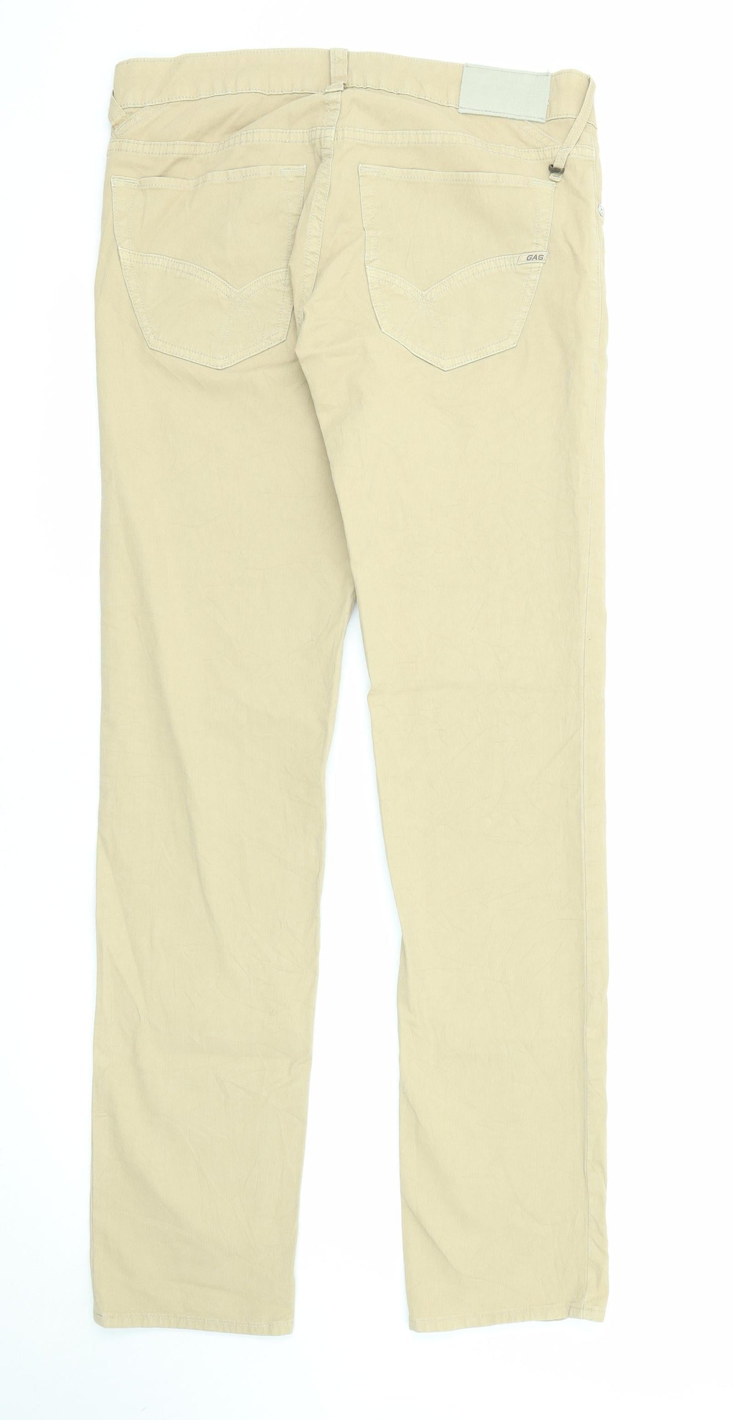 GAS Womens Beige Cotton Trousers Size 31 in L34 in Regular Zip