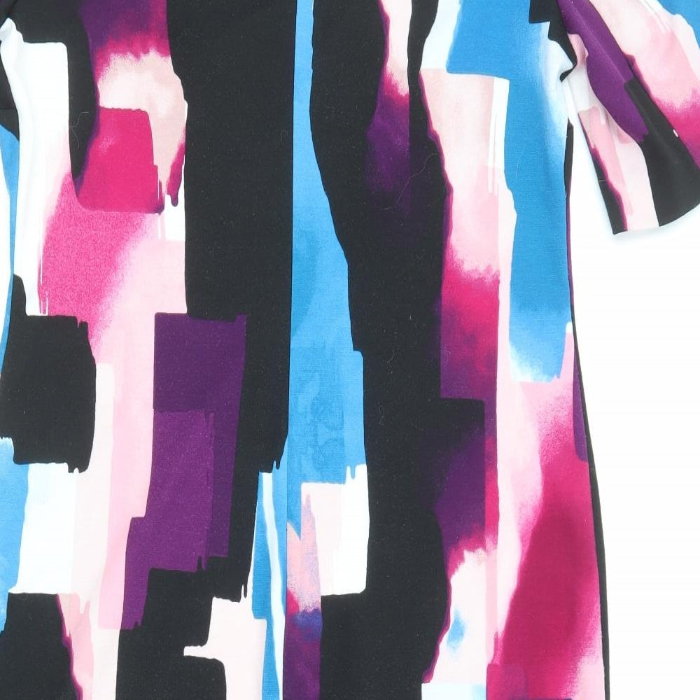 Dorothy Perkins Womens Multicoloured Geometric Polyester Shift Size 12 Round Neck Zip