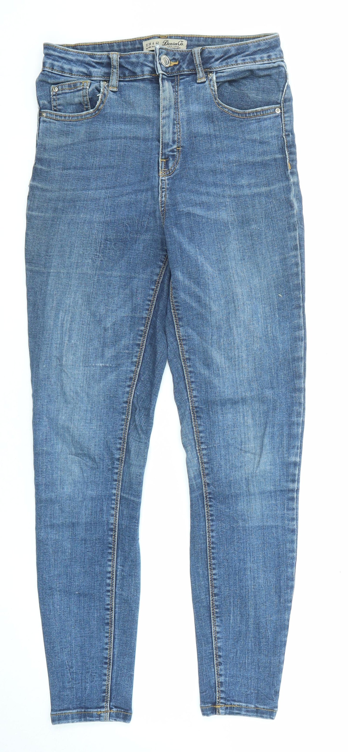 Denim & Co. Womens Blue Cotton Skinny Jeans Size 10 L26 in Regular Zip