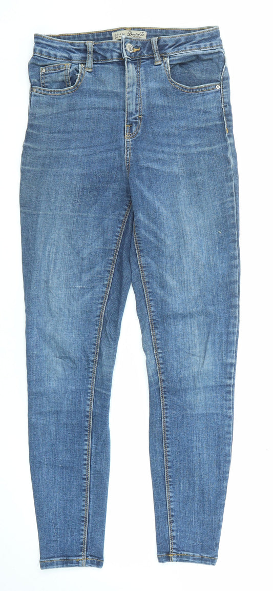 Denim & Co. Womens Blue Cotton Skinny Jeans Size 10 L26 in Regular Zip