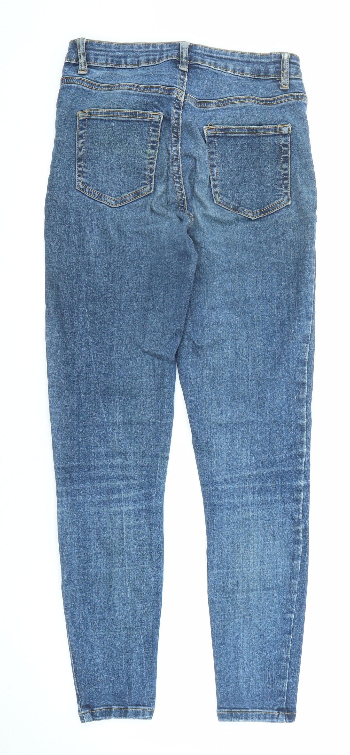 Denim & Co. Womens Blue Cotton Skinny Jeans Size 10 L26 in Regular Zip