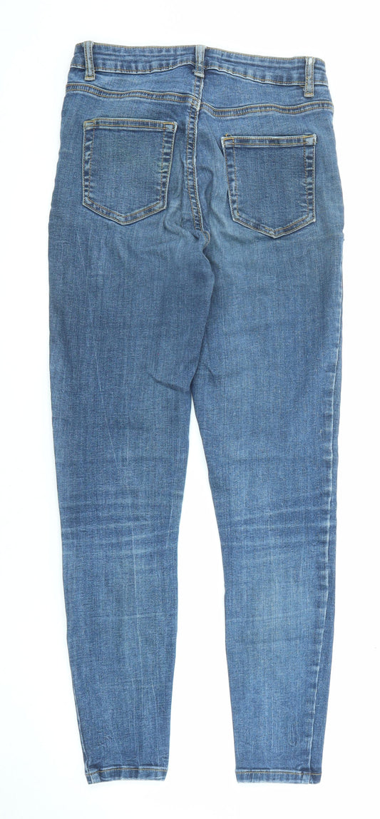 Denim & Co. Womens Blue Cotton Skinny Jeans Size 10 L26 in Regular Zip