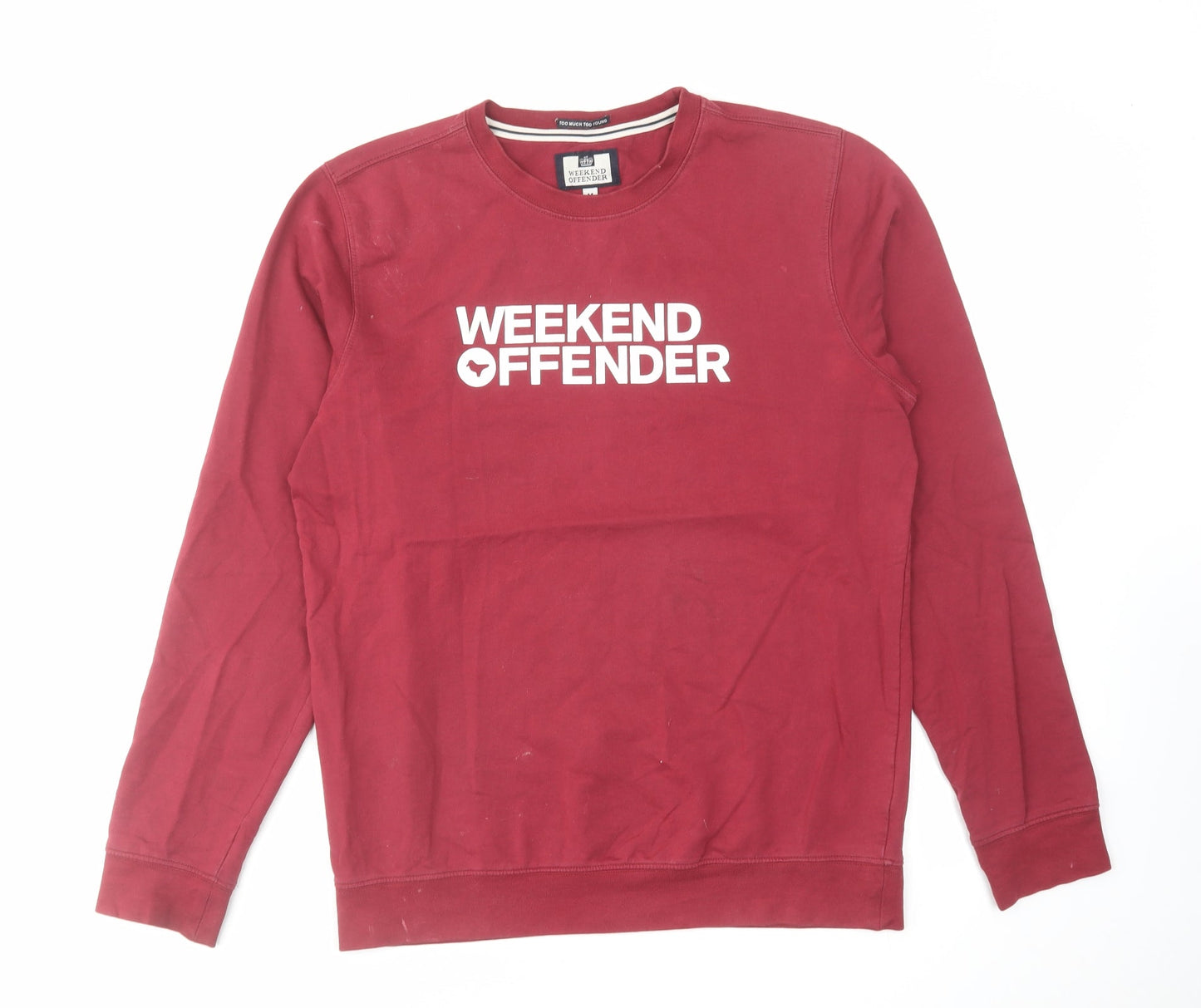 Weekend Offender Mens Red Cotton Pullover Sweatshirt Size M