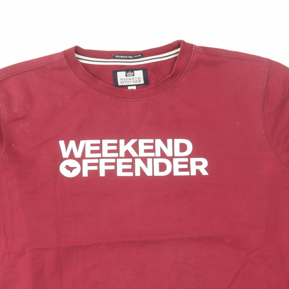 Weekend Offender Mens Red Cotton Pullover Sweatshirt Size M
