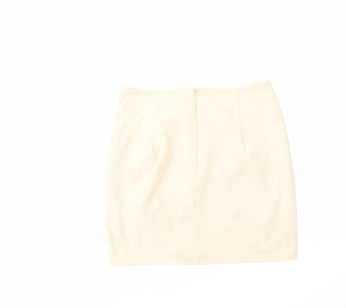 PRETTYLITTLETHING Womens Beige Polyester Mini Skirt Size 10 Zip