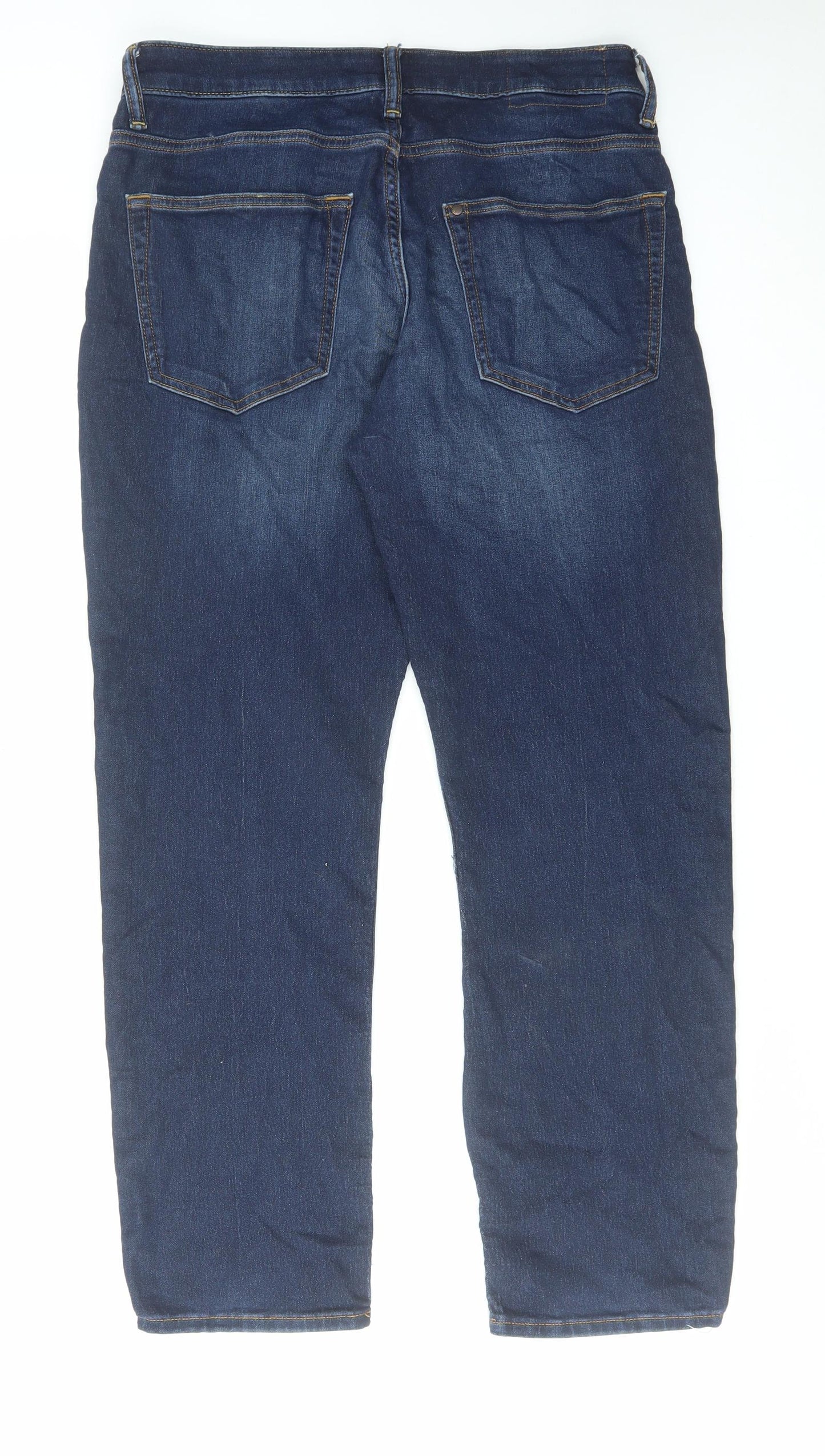 H&M Mens Blue Cotton Straight Jeans Size 31 in L30 in Regular Zip