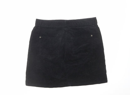 Marks and Spencer Womens Black Cotton A-Line Skirt Size 12 Zip