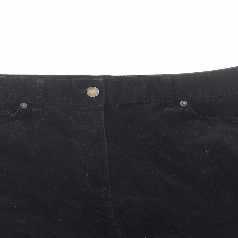 Marks and Spencer Womens Black Cotton A-Line Skirt Size 12 Zip