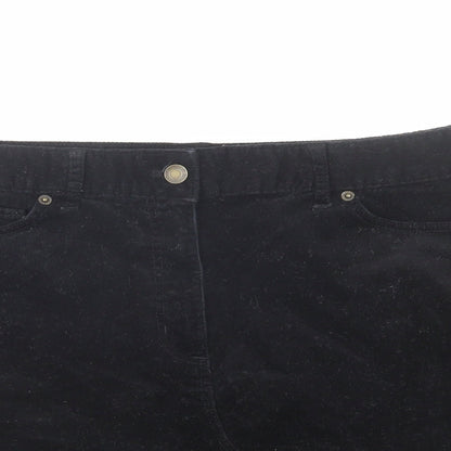 Marks and Spencer Womens Black Cotton A-Line Skirt Size 12 Zip