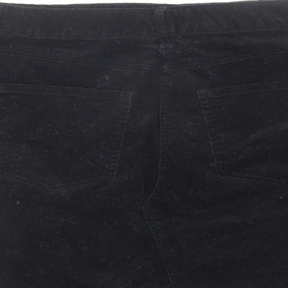Marks and Spencer Womens Black Cotton A-Line Skirt Size 12 Zip