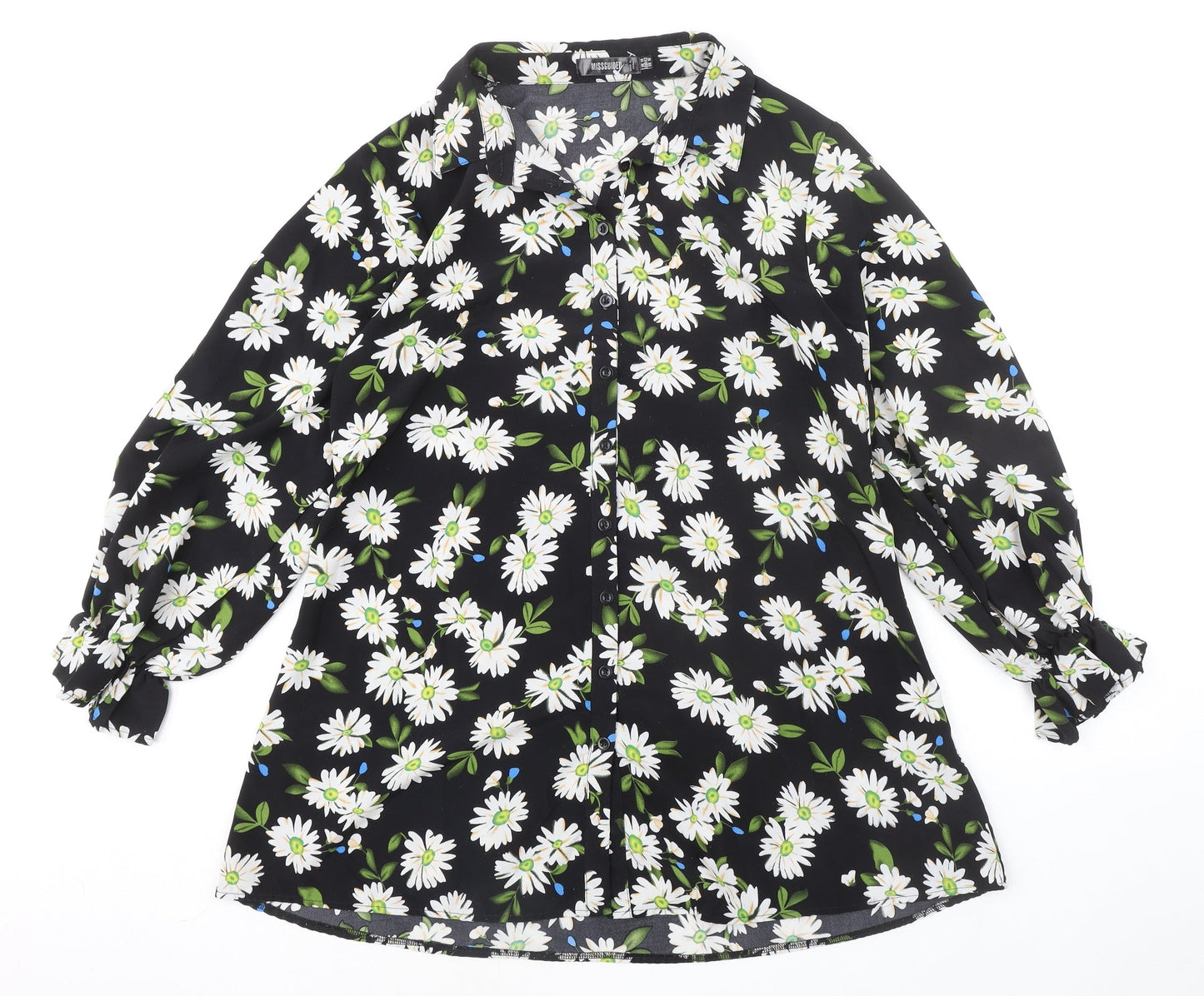 Womens UK Size 14 Missguided Black Basic Button-Up
