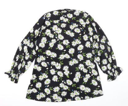 Womens UK Size 14 Missguided Black Basic Button-Up