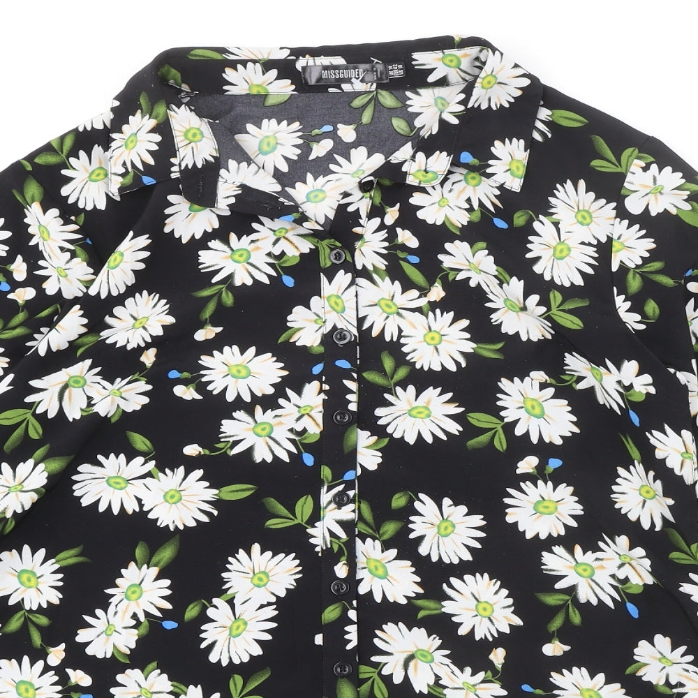Womens UK Size 14 Missguided Black Basic Button-Up