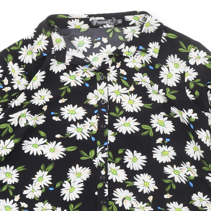 Womens UK Size 14 Missguided Black Basic Button-Up