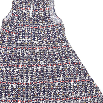 H&M Womens Multicoloured Geometric Viscose Tank Dress Size 4 Scoop Neck Pullover