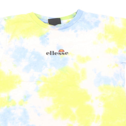 ellesse Womens Multicoloured Geometric 100% Cotton Basic T-Shirt Size 12 Round Neck - Tie Dye Effect