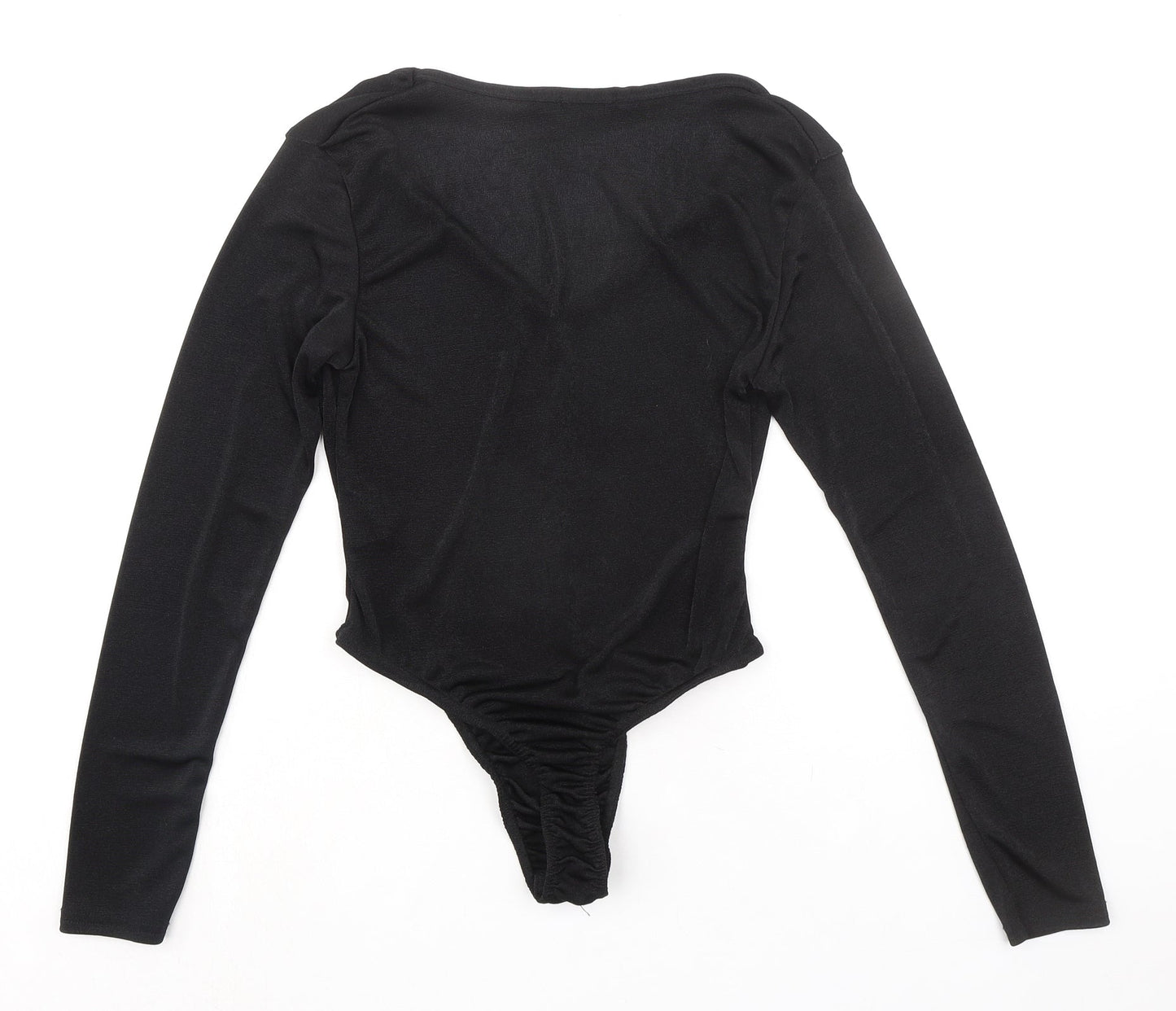 Boohoo Womens Black Polyester Bodysuit One-Piece Size 12 Snap