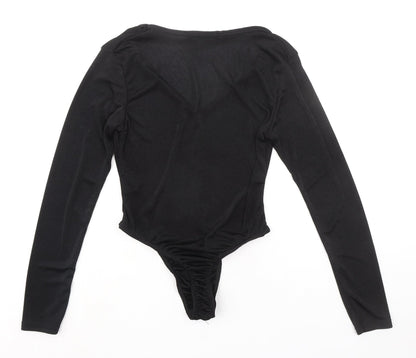 Boohoo Womens Black Polyester Bodysuit One-Piece Size 12 Snap