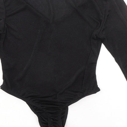 Boohoo Womens Black Polyester Bodysuit One-Piece Size 12 Snap