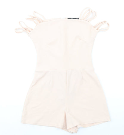 Daisy Street Womens Pink Polyester Playsuit One-Piece Size M Zip