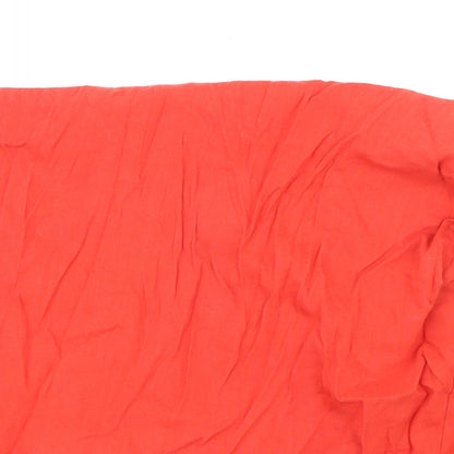 Mango Womens Red Linen A-Line Skirt Size 2XL Zip