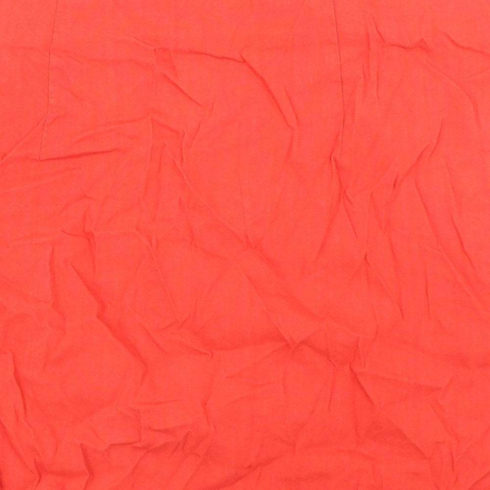 Mango Womens Red Linen A-Line Skirt Size 2XL Zip