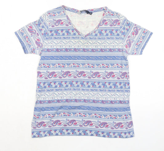 EWM Womens Multicoloured Paisley 100% Cotton Basic T-Shirt Size 10 V-Neck