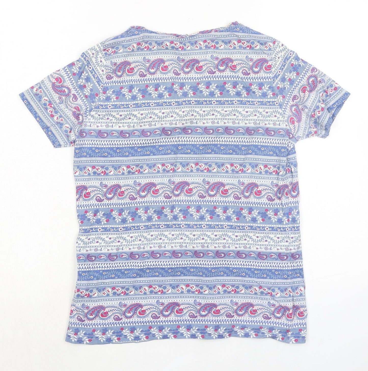 EWM Womens Multicoloured Paisley 100% Cotton Basic T-Shirt Size 10 V-Neck