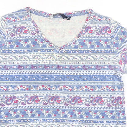 EWM Womens Multicoloured Paisley 100% Cotton Basic T-Shirt Size 10 V-Neck