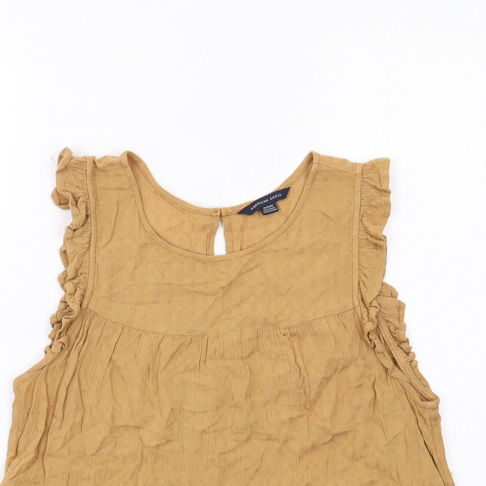 Womens UK Size M American Eagle Outfitters Beige Basic Tank
