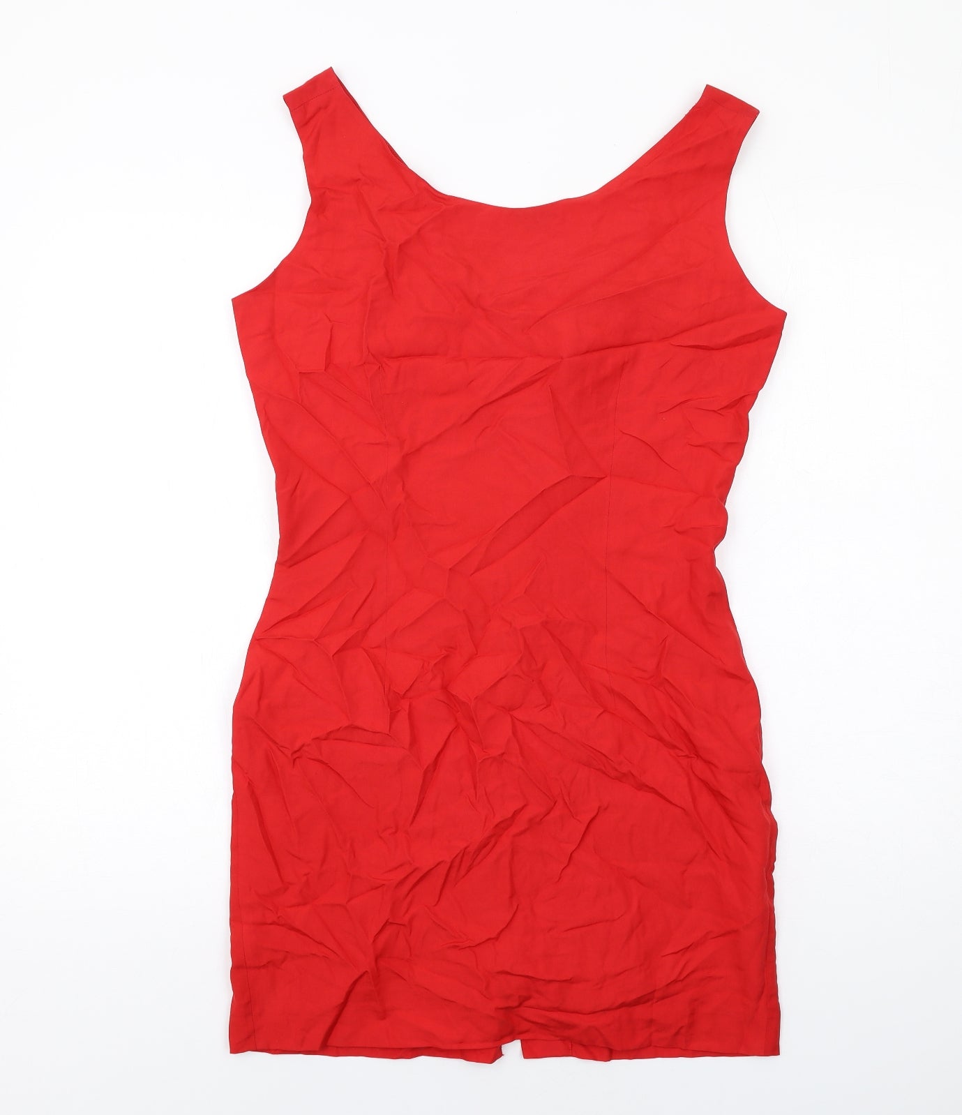 Fenn Wright Manson Womens Red Silk Mini Size M Round Neck Zip