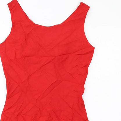 Fenn Wright Manson Womens Red Silk Mini Size M Round Neck Zip