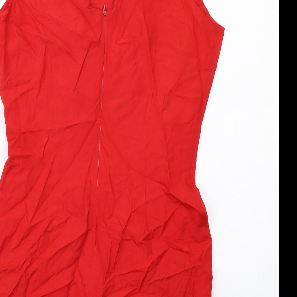 Fenn Wright Manson Womens Red Silk Mini Size M Round Neck Zip