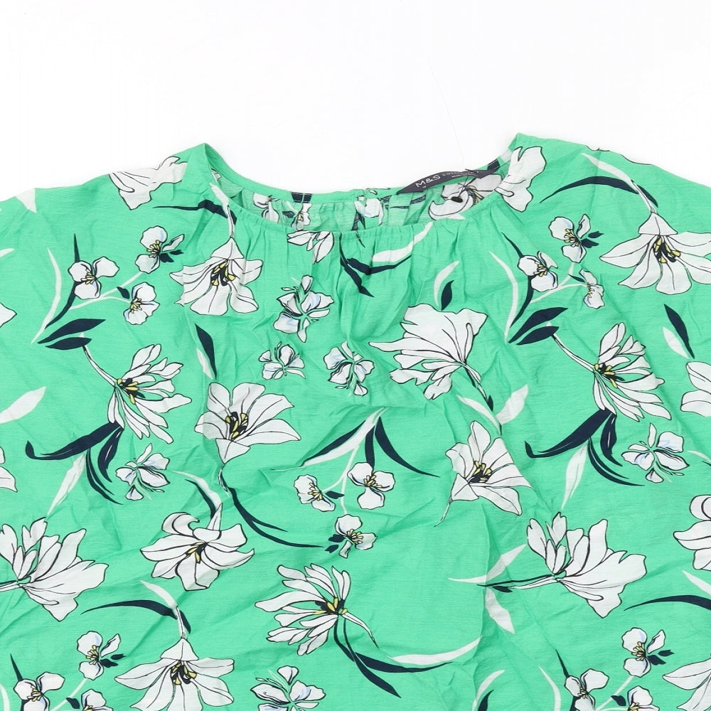 Womens UK Size 10 Marks and Spencer Green Basic Blouse