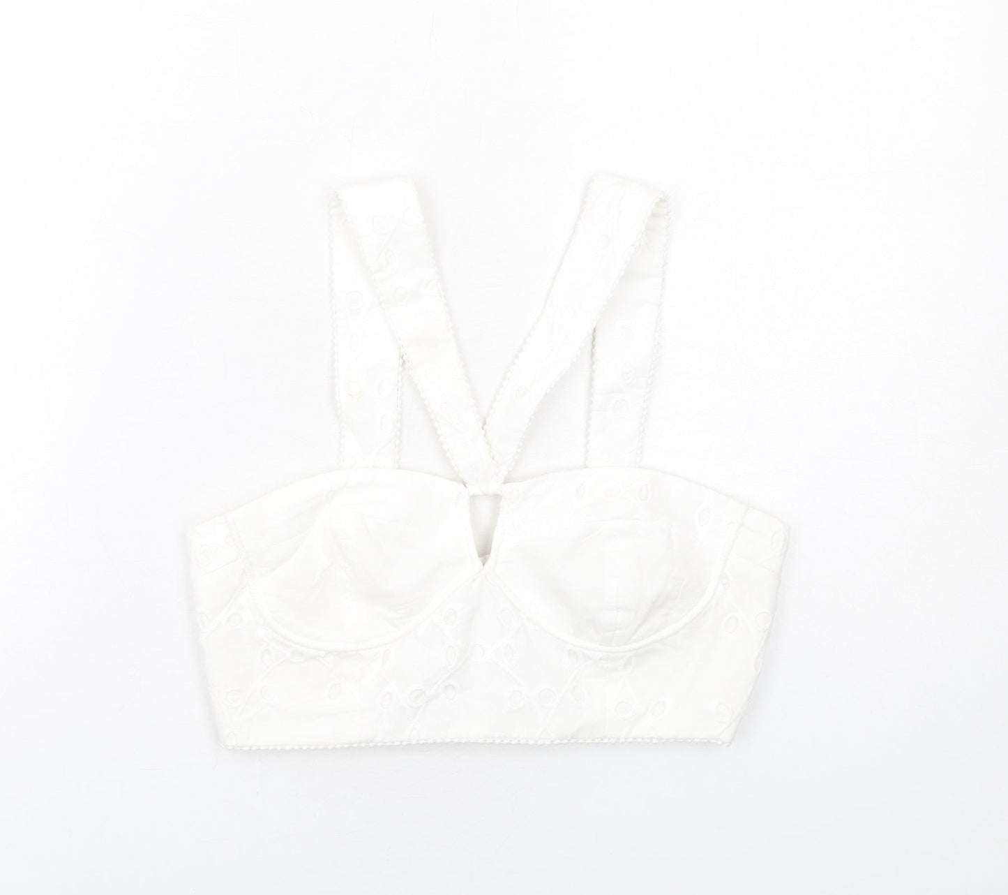 Womens UK Size M Zara White Cropped Tank