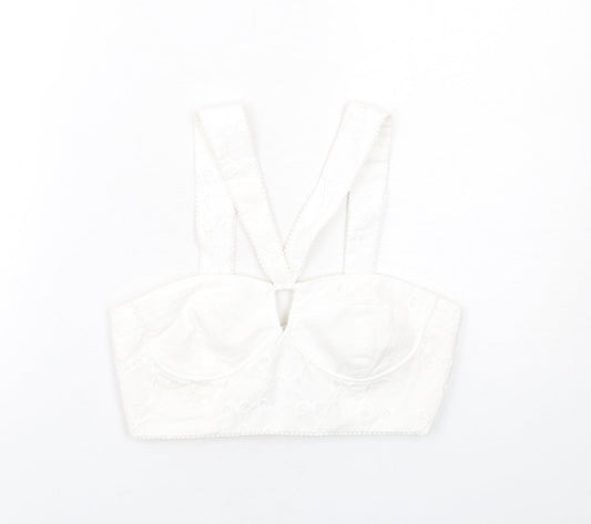 Womens UK Size M Zara White Cropped Tank