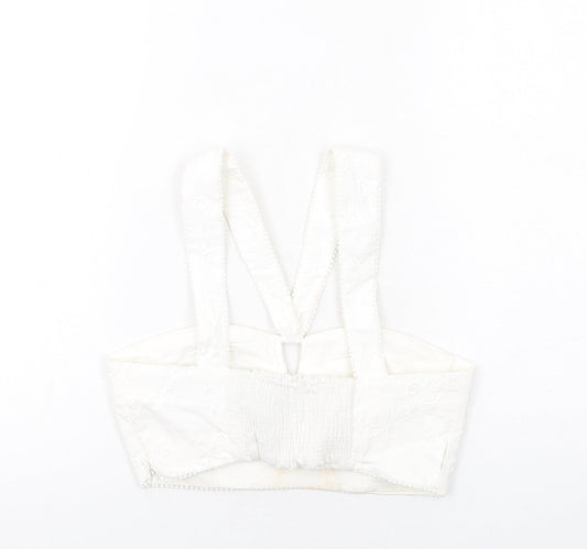 Womens UK Size M Zara White Cropped Tank