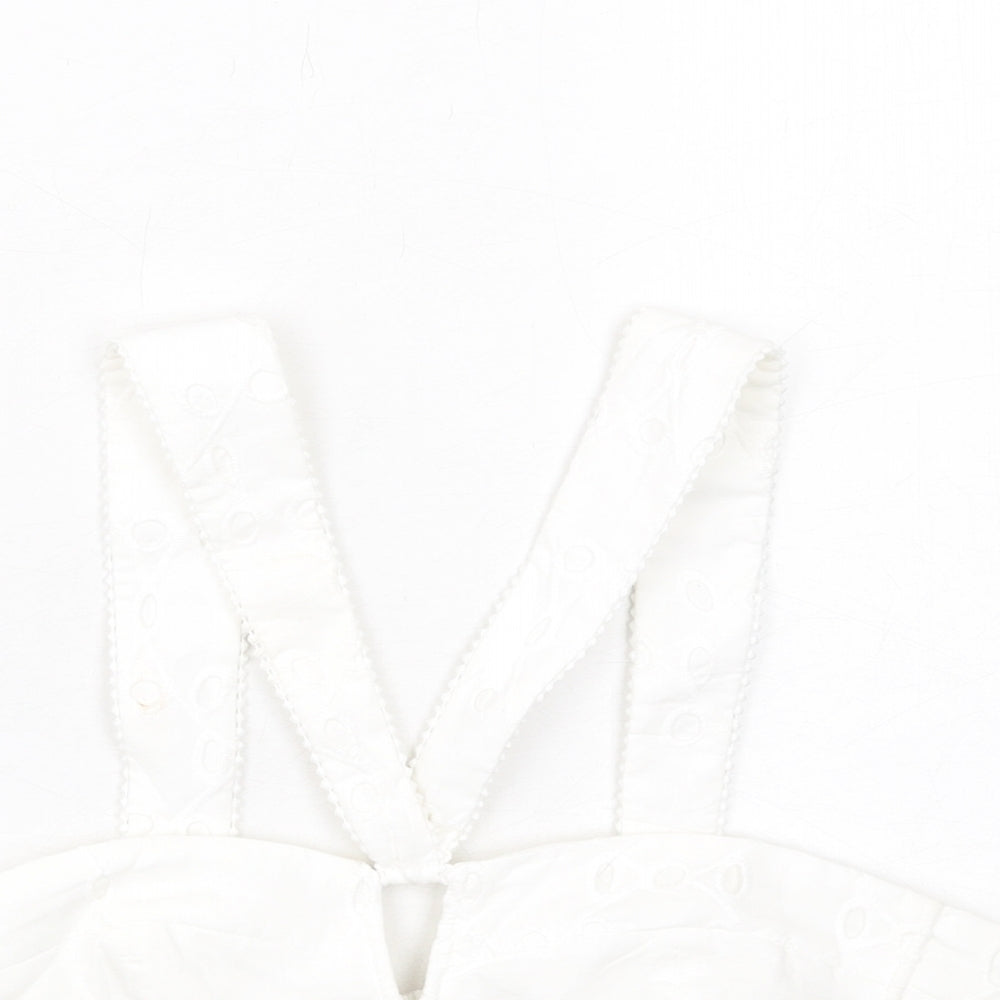 Womens UK Size M Zara White Cropped Tank