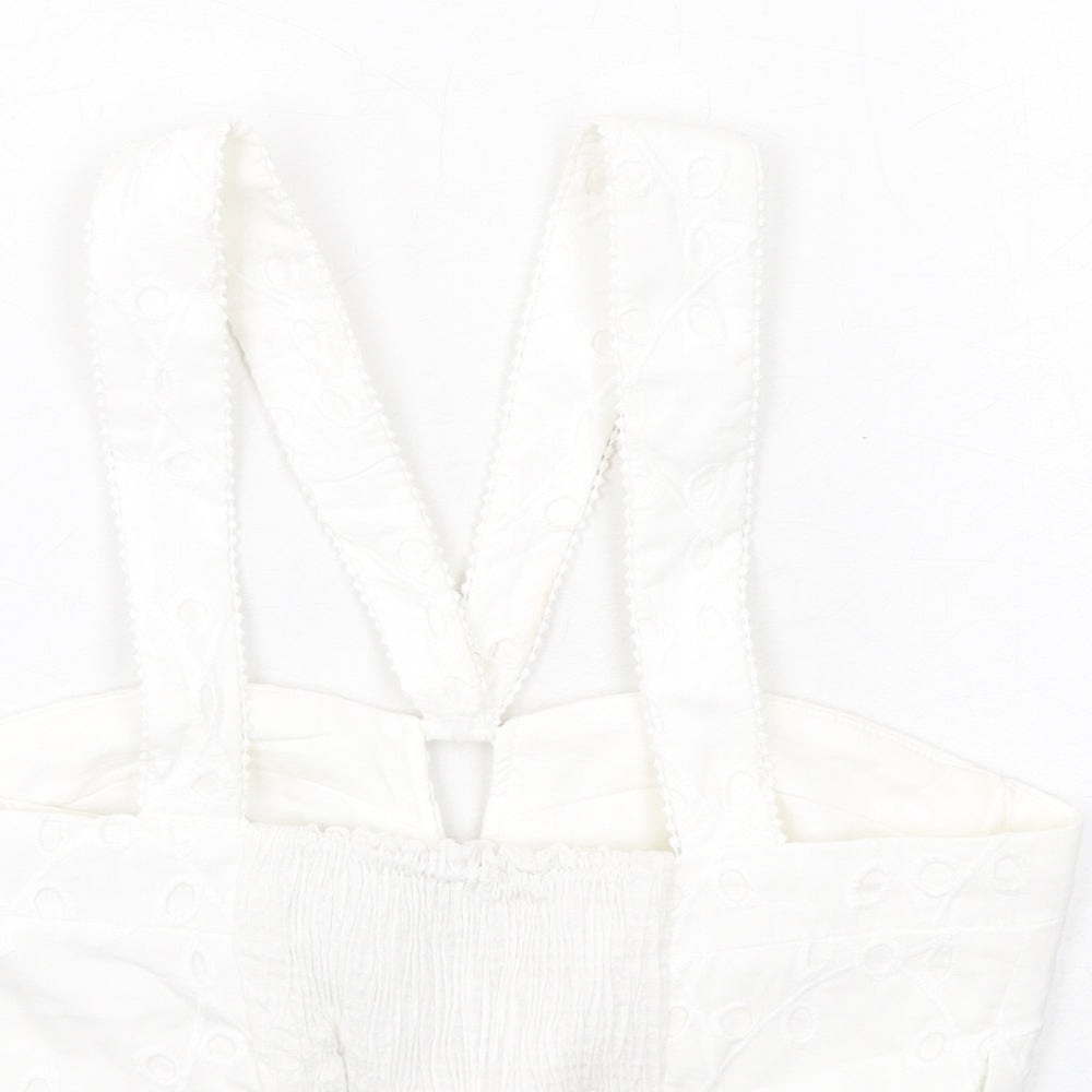 Womens UK Size M Zara White Cropped Tank