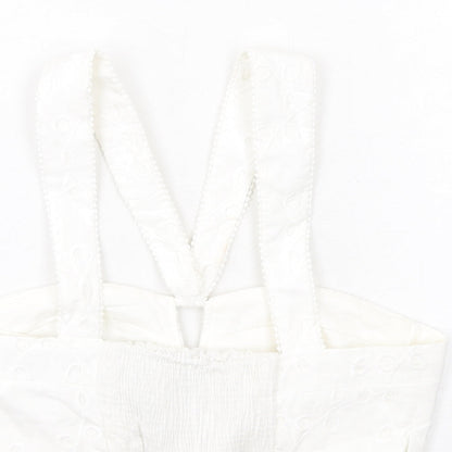 Womens UK Size M Zara White Cropped Tank