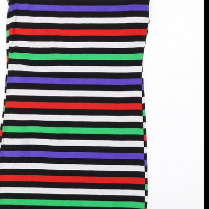 Simon Jeffrey Womens Multicoloured Striped Polyester Tank Dress Size 10 Boat Neck Pullover