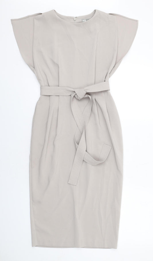 ASOS Womens Grey Polyester Sheath Size 8 Round Neck Zip