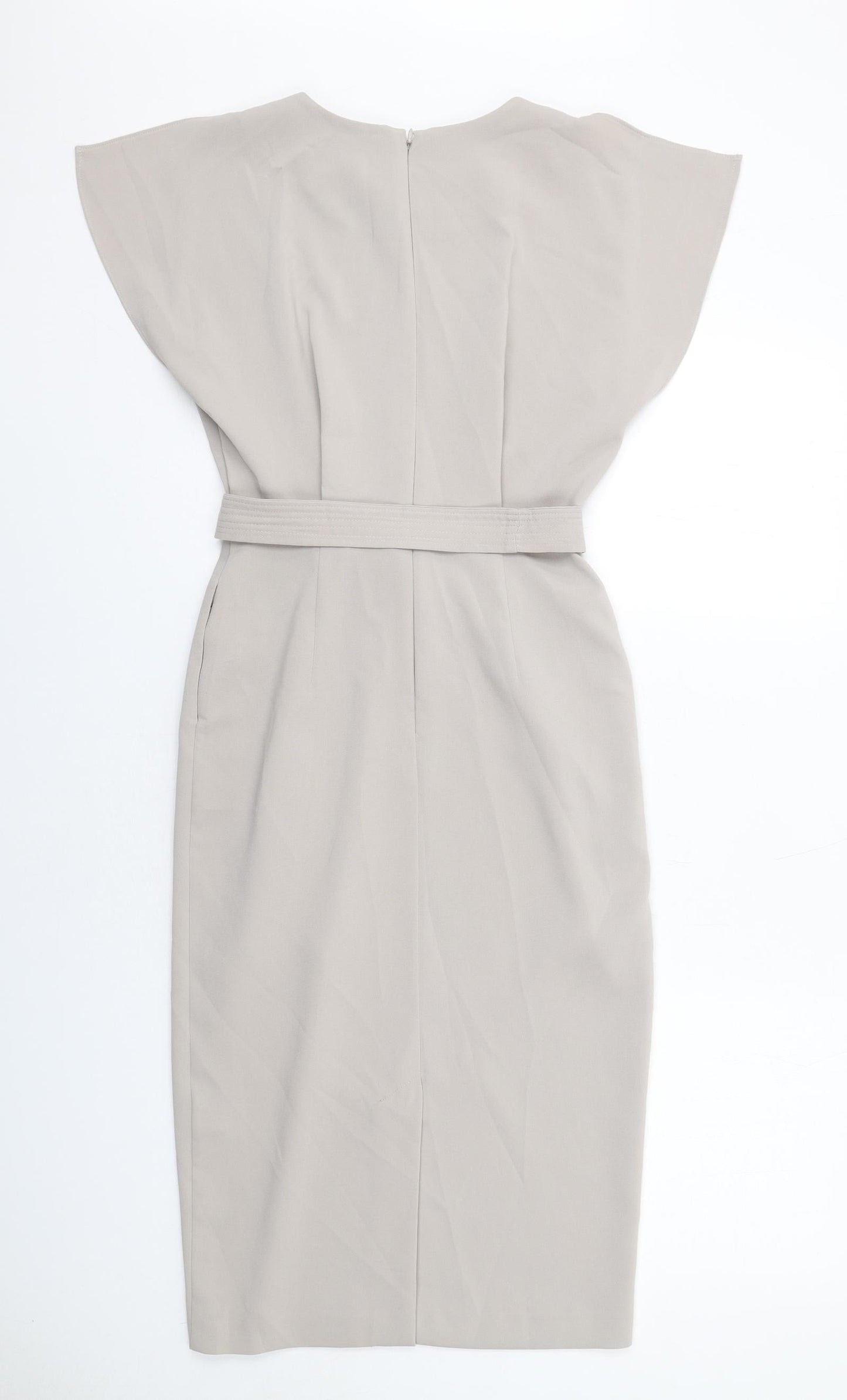 ASOS Womens Grey Polyester Sheath Size 8 Round Neck Zip